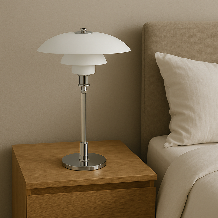 Scandinavian Minimalist Table Lamp with LED Light - Modern Iron and Glass Design for Bedside or Desk Use 5