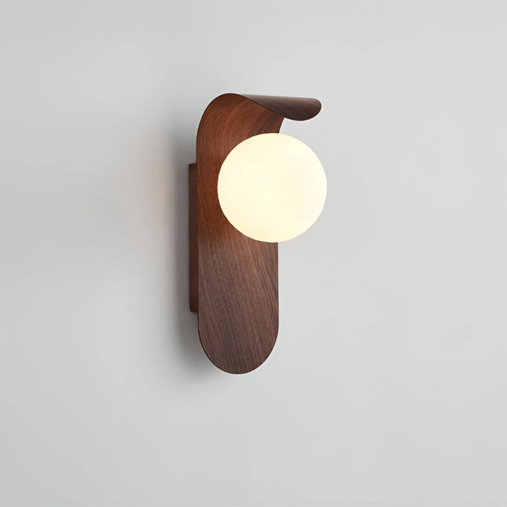 Scandinavian Wood Globe Wall Sconce - LED Minimalist Wall Lamp for Ambient Lighting in Living Room and Bedroom 1