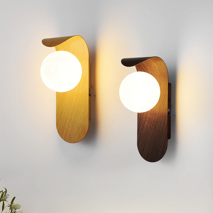 Scandinavian Wood Globe Wall Sconce - LED Minimalist Wall Lamp for Ambient Lighting in Living Room and Bedroom 4