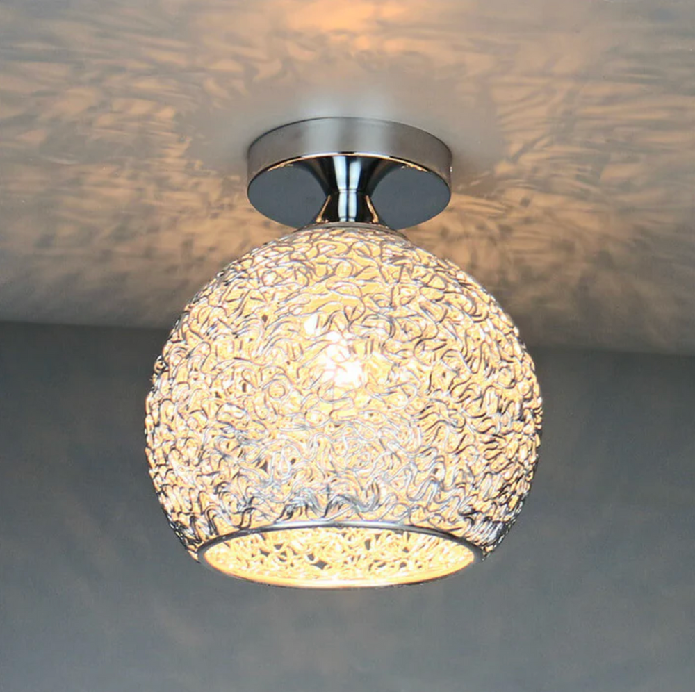 Metal Globe Ceiling Light in Silver