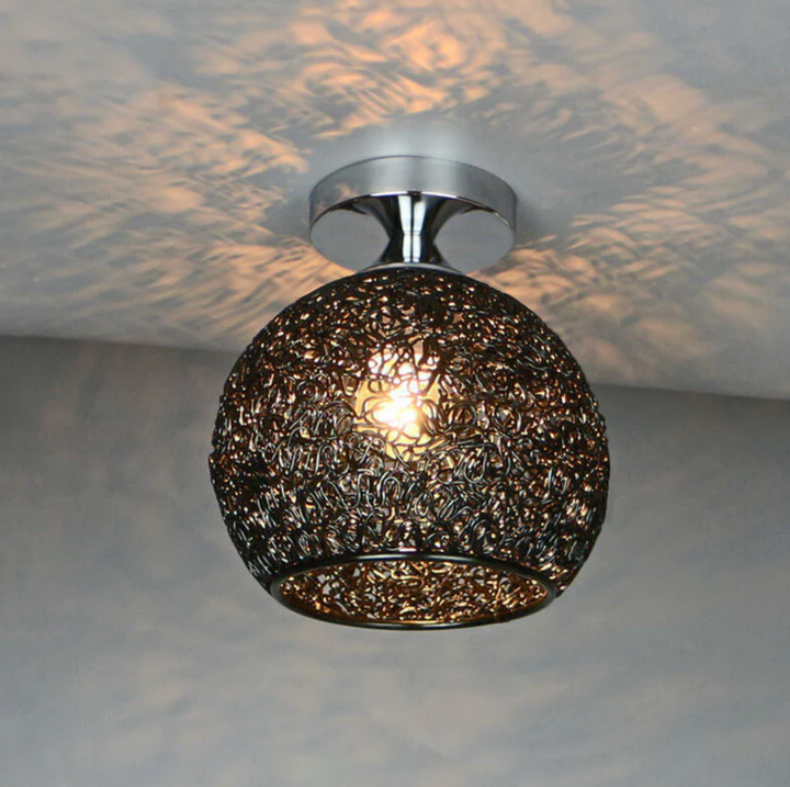Metal Globe Ceiling Light in Black