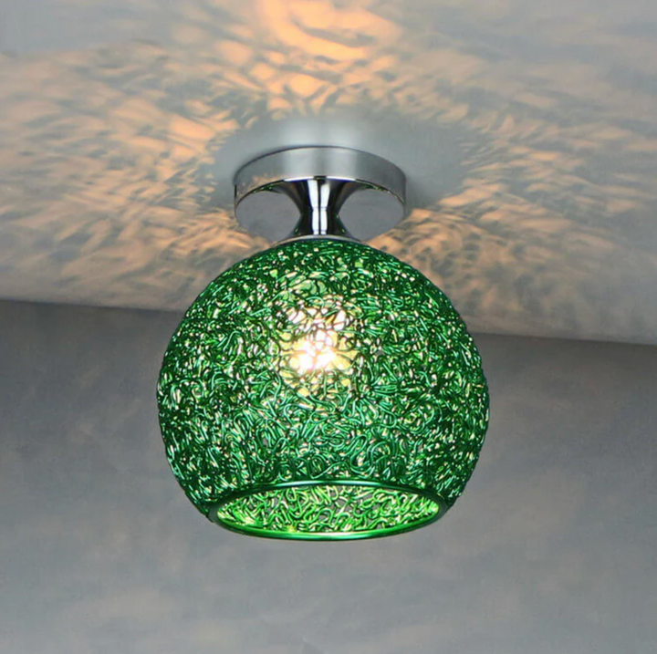 Metal Globe Ceiling Light in Green