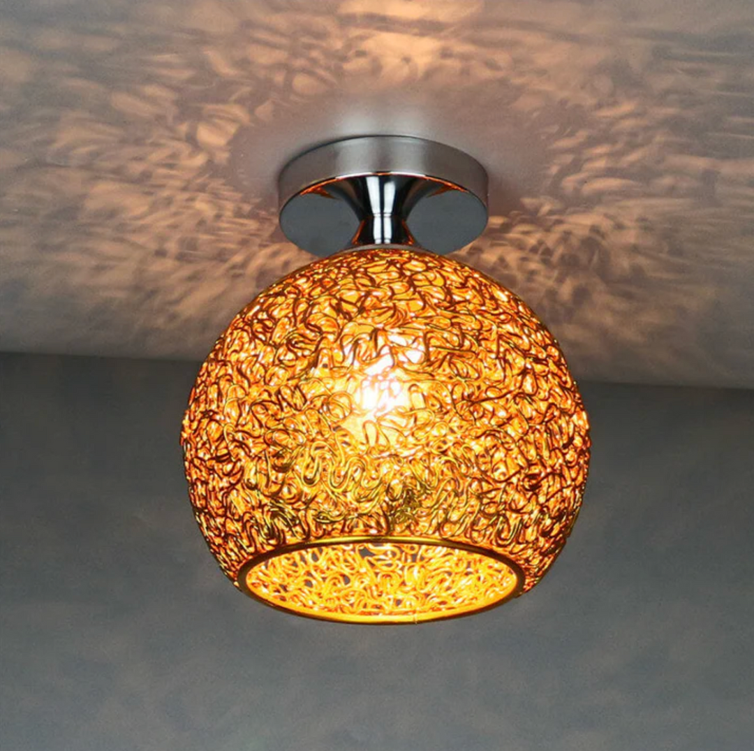 Metal Globe Ceiling Light in Gold