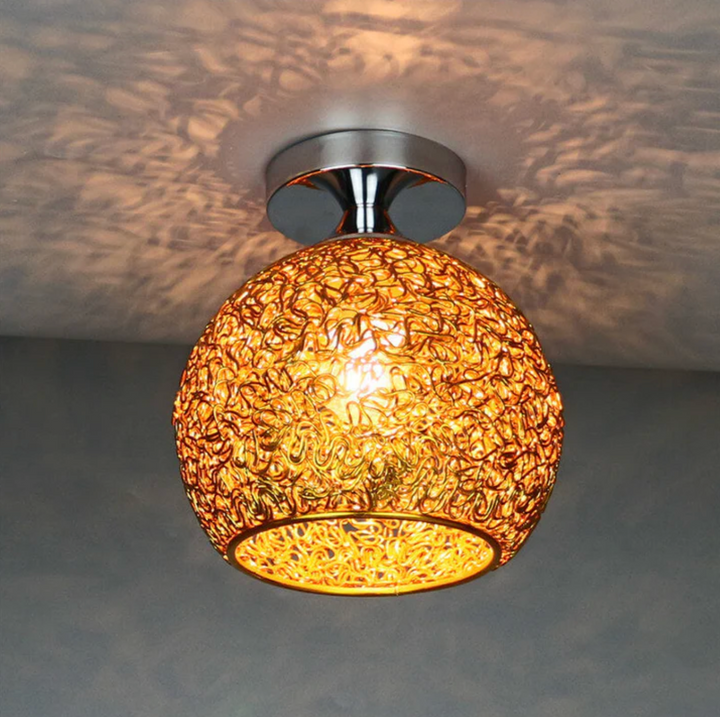 Metal Globe Ceiling Light in Gold