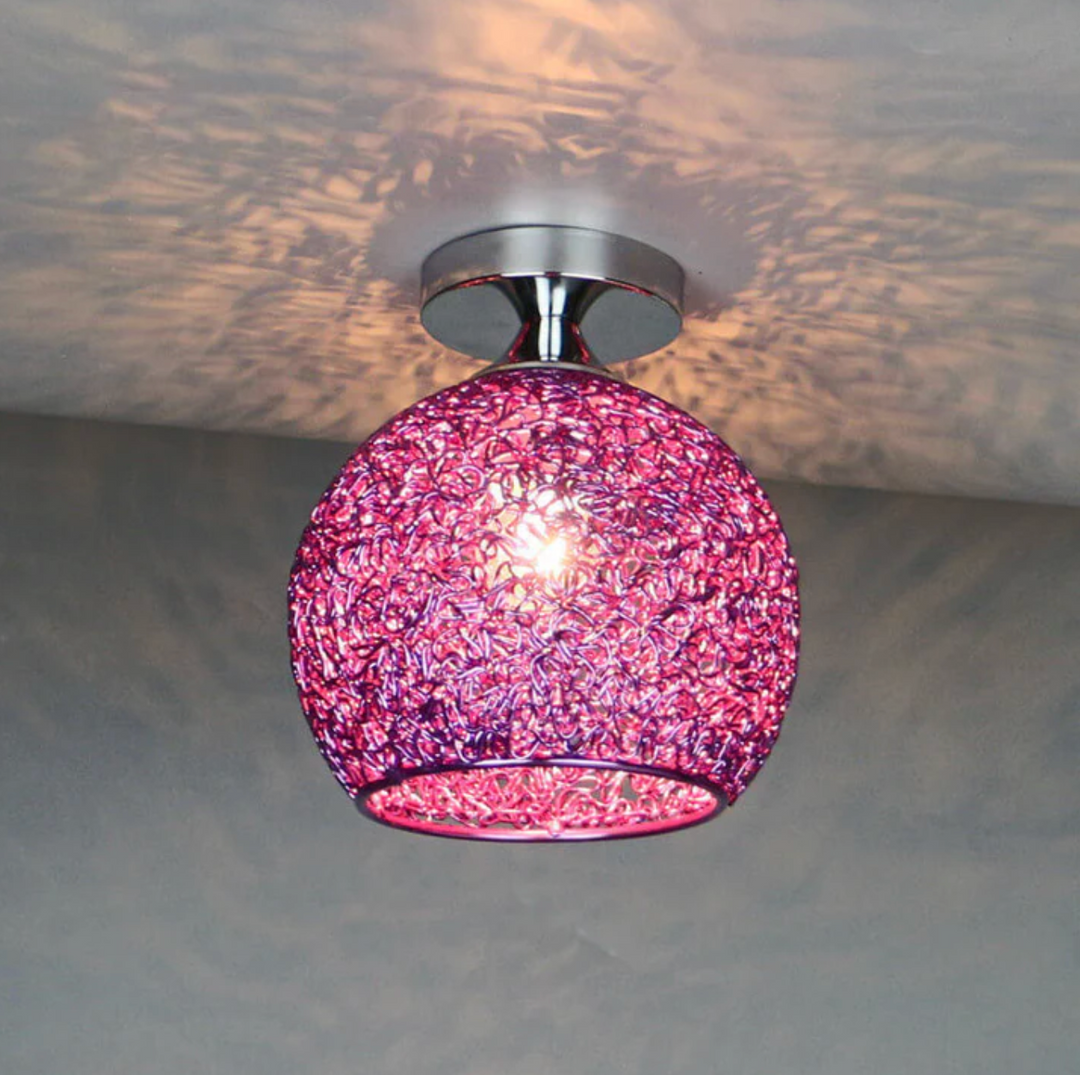 Metal Globe Ceiling Light in Purple