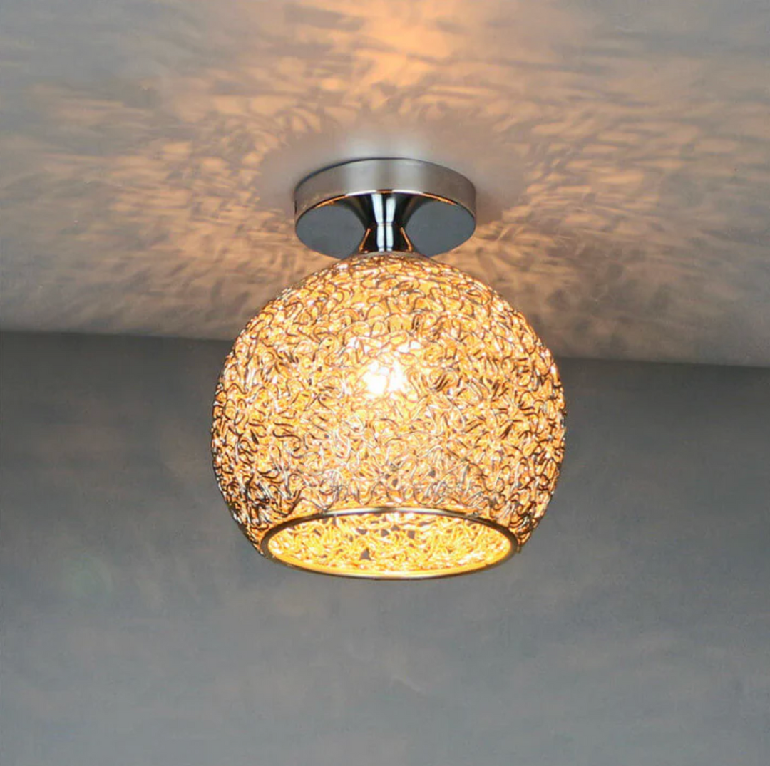 Metal Globe Ceiling Light in White