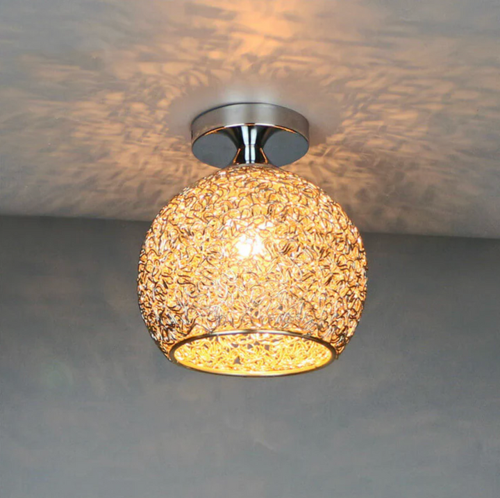 Metal Globe Ceiling Light in White