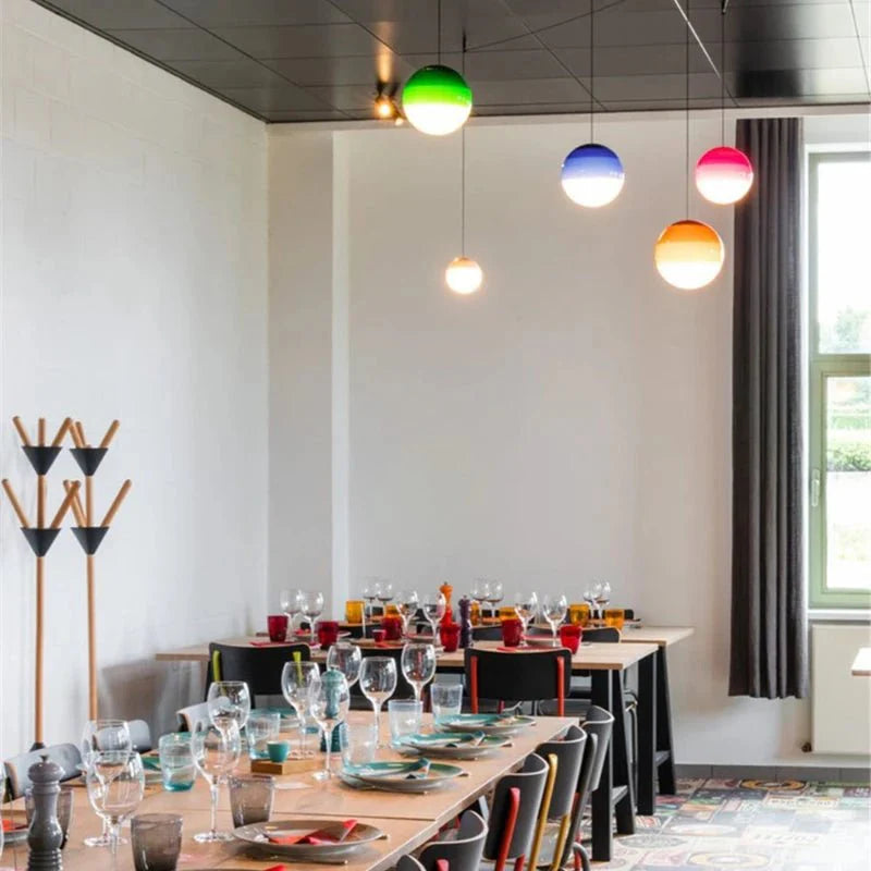 Seven Colour Gradient Glass Pendant Light - Modern Minimalist Design for Stylish Illumination 3