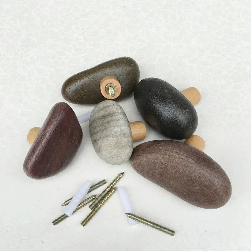 Stone and Wood Wall Hooks Set of 4 - View 3
