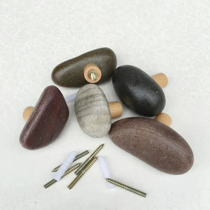 Stone and Wood Wall Hooks Set of 4 - View 3