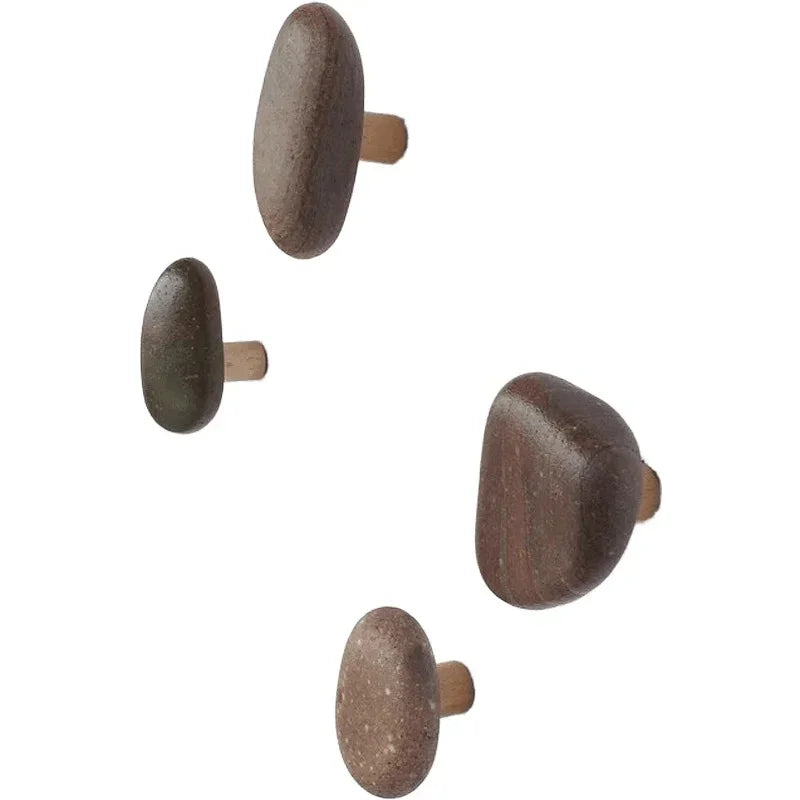 Stone and Wood Wall Hooks Set of 4 - View 4