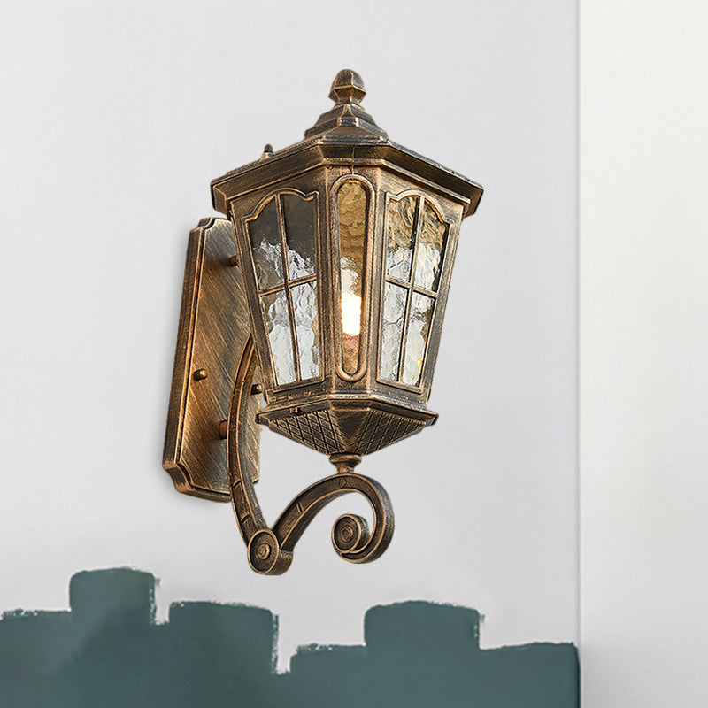 Traditional Outdoor Wall Lantern with Dimpled Glass - Black or Brass Finish 0