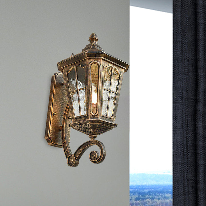 Traditional Outdoor Wall Lantern with Dimpled Glass - Black or Brass Finish 1