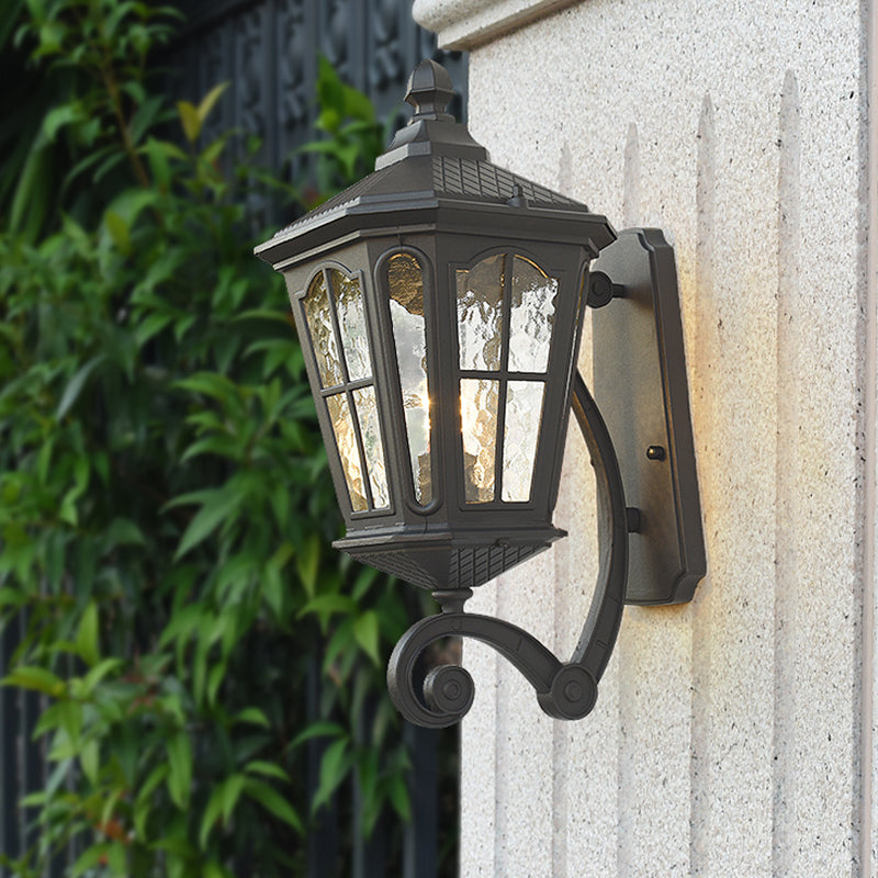 Traditional Outdoor Wall Lantern with Dimpled Glass - Black or Brass Finish 5