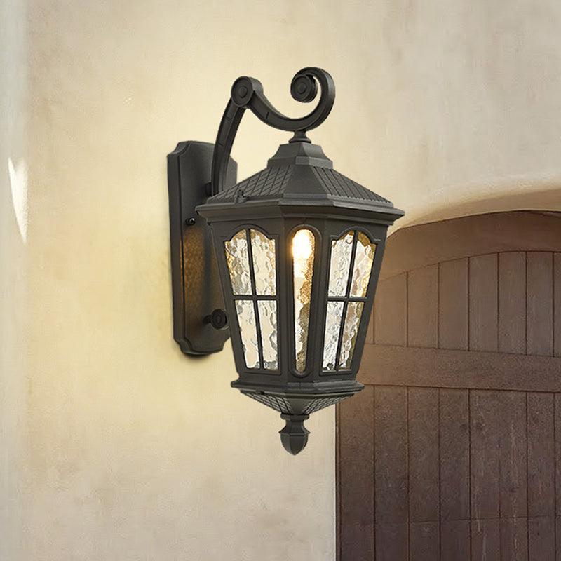 Traditional Outdoor Wall Lantern with Dimpled Glass - Black or Brass Finish 6