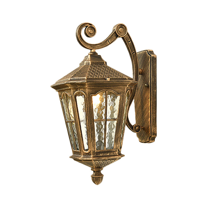 Traditional Outdoor Wall Lantern with Dimpled Glass - Black or Brass Finish 7