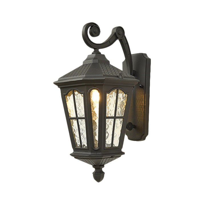 Traditional Outdoor Wall Lantern with Dimpled Glass - Black or Brass Finish 8