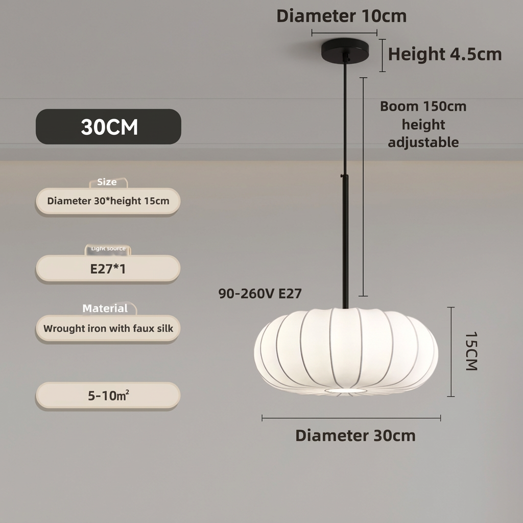 Verona Handcrafted Silk Pendant Light Wabi-Sabi E27 30cm-50cm