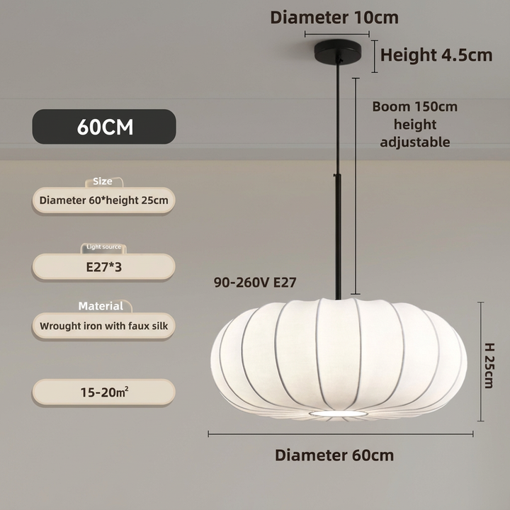 Verona Handcrafted Silk Pendant Light Wabi-Sabi E27 30cm-50cm