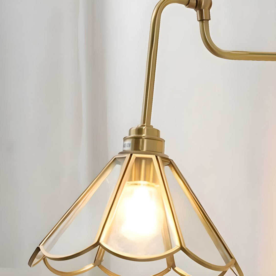 Vintage Brass and Glass Wall Sconce with Fluted Shade and Pull Chain Switch - Elegant Indoor Lighting 7