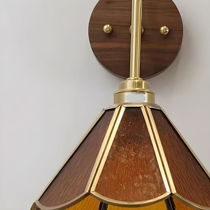 Vintage Brass and Glass Wall Sconce with Fluted Shade and Pull Chain Switch - Elegant Indoor Lighting 8