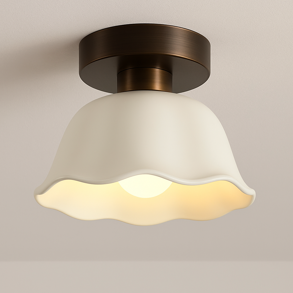 Vintage Ceramic and Glass Ceiling Light Fixture - Elegant Illumination for Home Decor 1