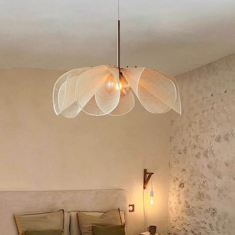 Vintage Fabric Pendant Light with Adjustable Cable - Warm White LED Soft Shade for Cozy Ambiance 0