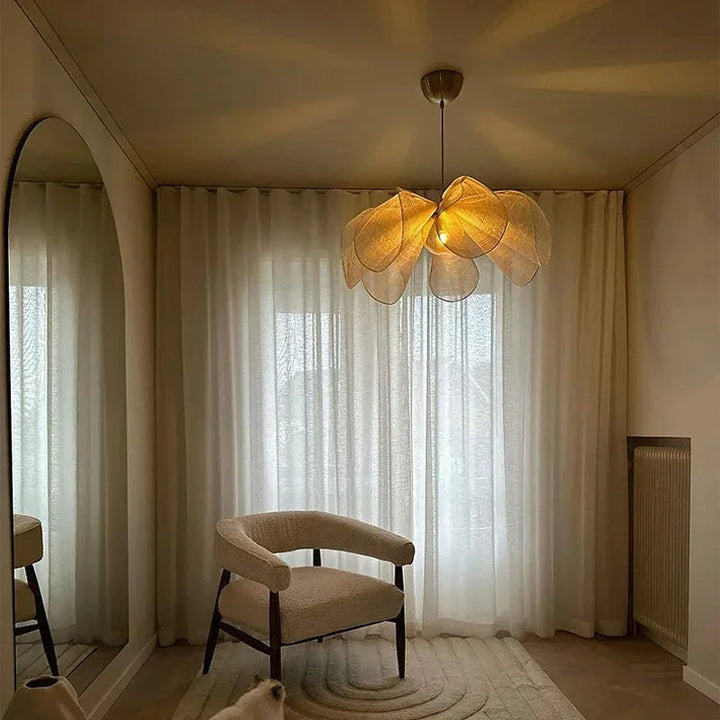 Vintage Fabric Pendant Light with Adjustable Cable - Warm White LED Soft Shade for Cozy Ambiance 3