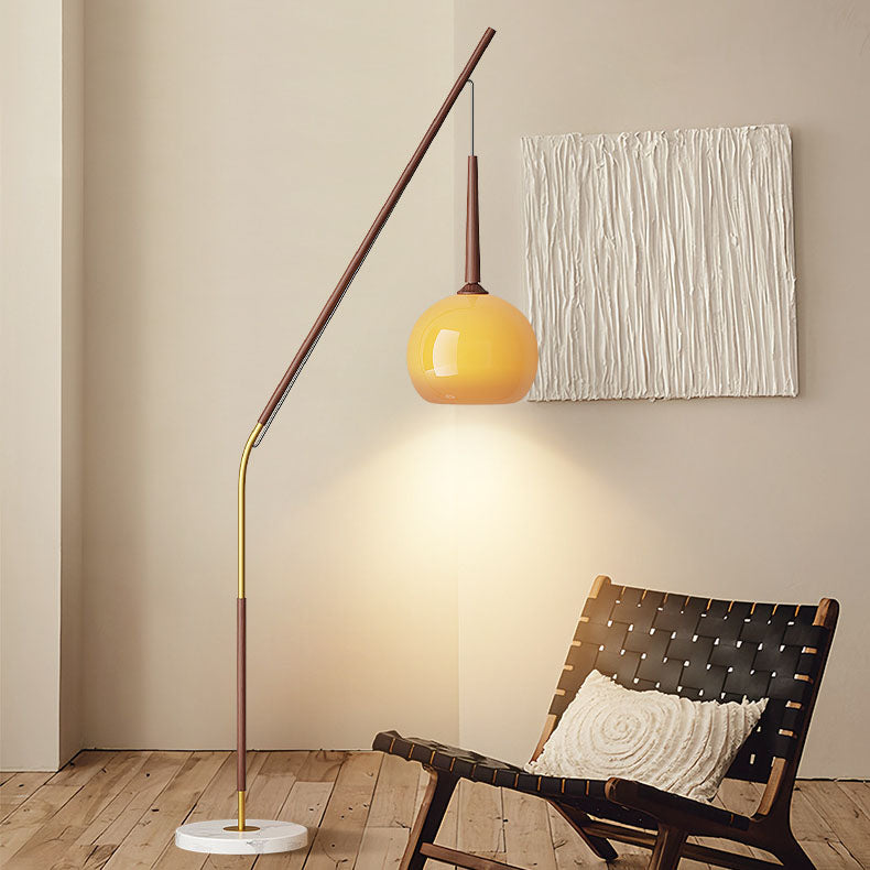 Vintage Iron and Glass Floor Lamp - 1-Light Standing Lamp for Bedroom and Living Room 0