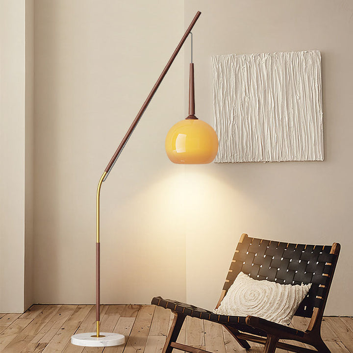 Vintage Iron and Glass Floor Lamp - 1-Light Standing Lamp for Bedroom and Living Room 0