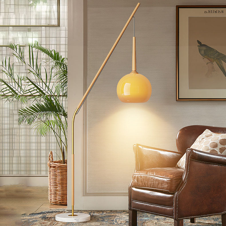 Vintage Iron and Glass Floor Lamp - 1-Light Standing Lamp for Bedroom and Living Room 1