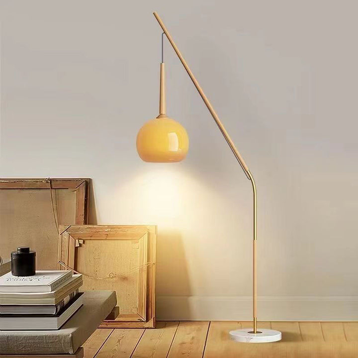 Vintage Iron and Glass Floor Lamp - 1-Light Standing Lamp for Bedroom and Living Room 2
