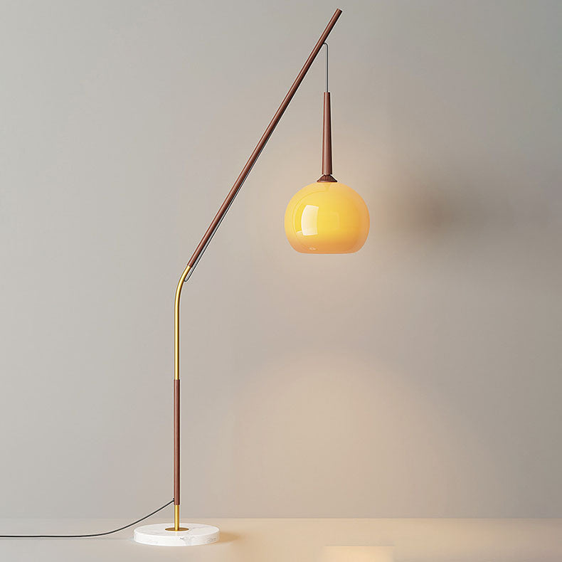 Vintage Iron and Glass Floor Lamp - 1-Light Standing Lamp for Bedroom and Living Room 3