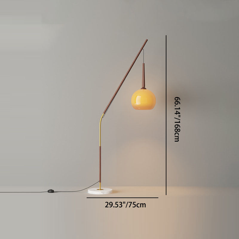 Vintage Iron and Glass Floor Lamp - 1-Light Standing Lamp for Bedroom and Living Room 4