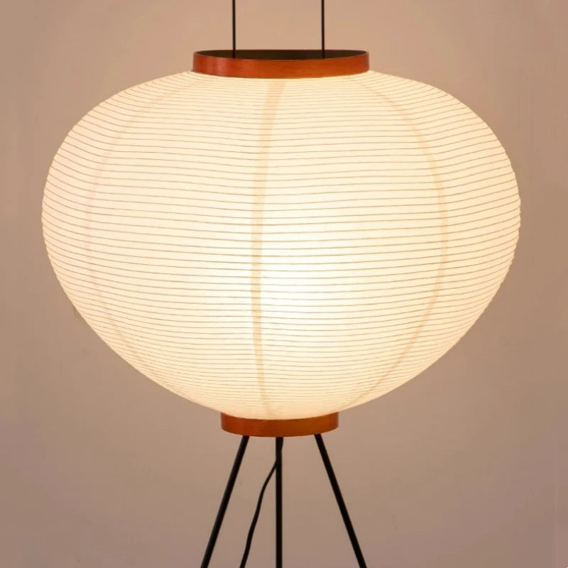 Vintage Minimalist Rice Paper Floor Lamp - Japanese Wabi-Sabi Design for Ambient Lighting 1