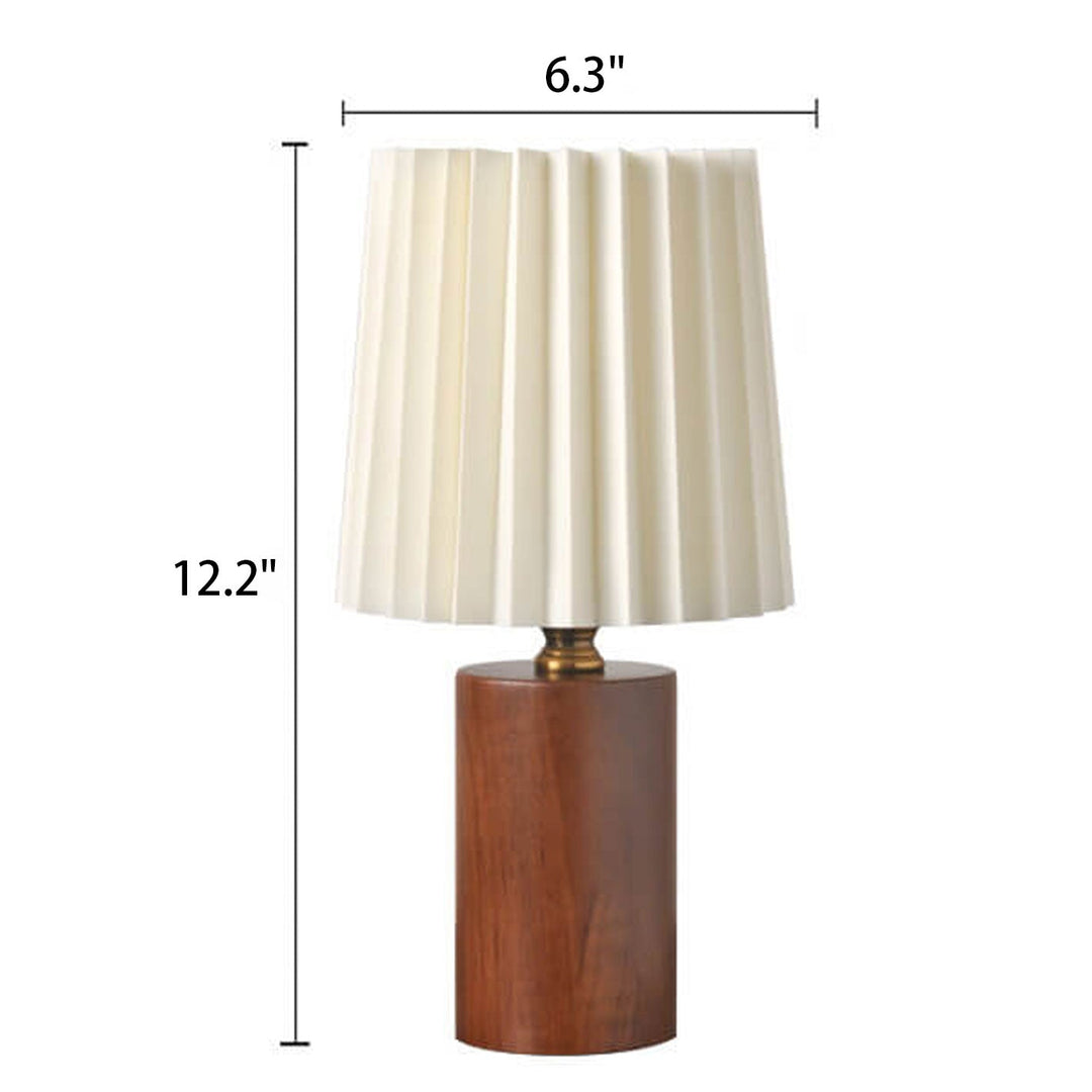 Vintage Pleated Table Lamp with Wooden Base - Elegant Bedside Lighting 3
