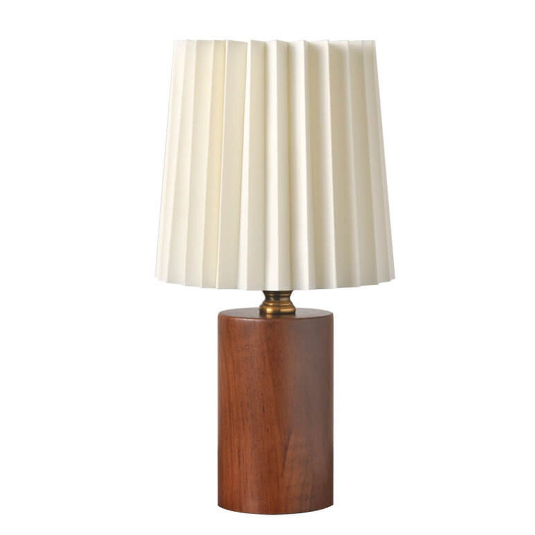 Vintage Pleated Table Lamp with Wooden Base - Elegant Bedside Lighting 4