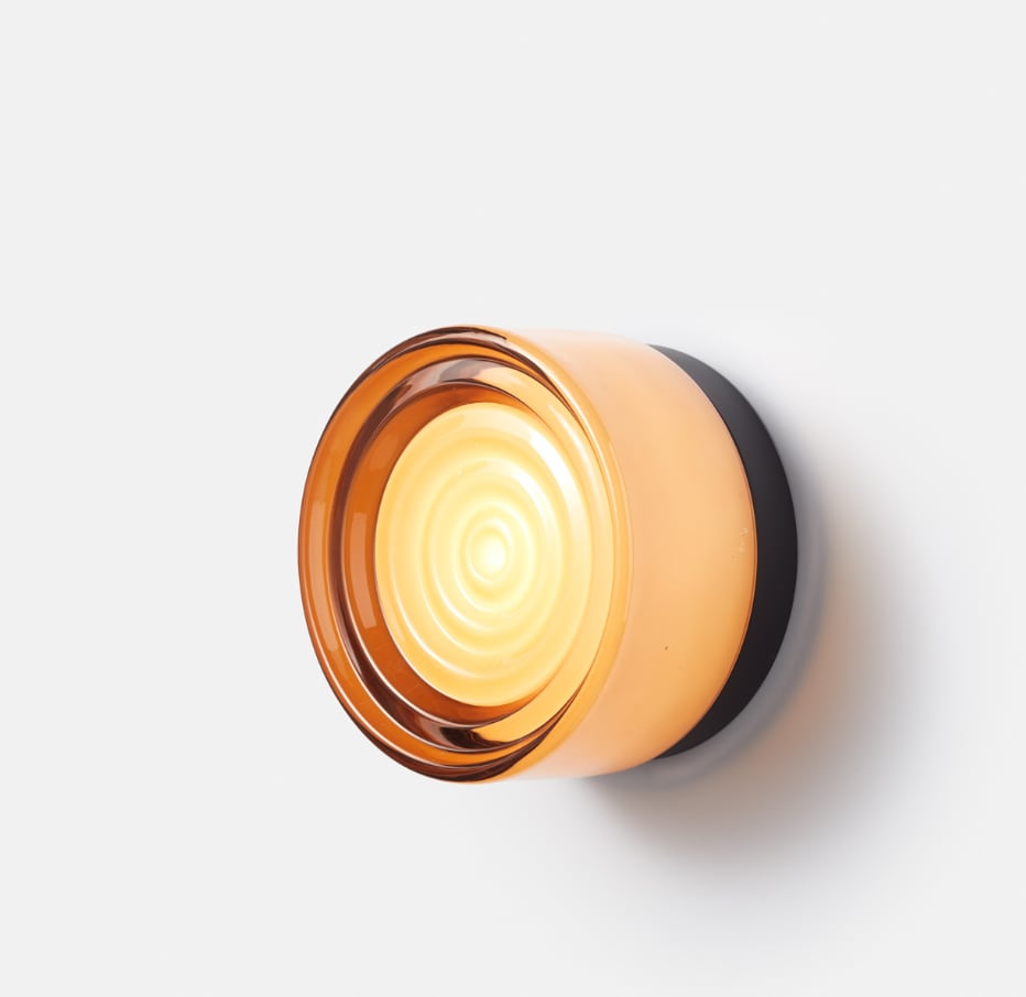 Ripple Glass Surface Mount Light in Amber, Black