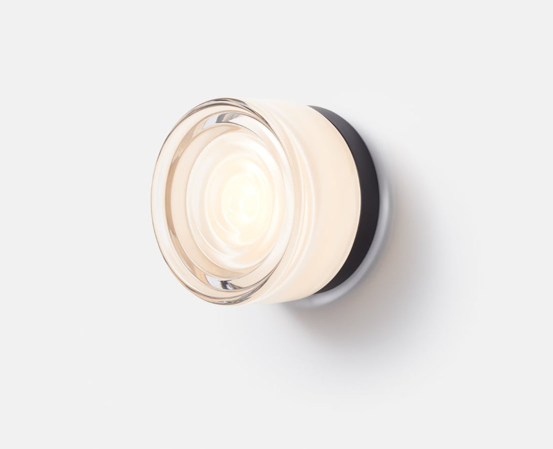 Ripple Glass Surface Mount Light in White Interior, Black