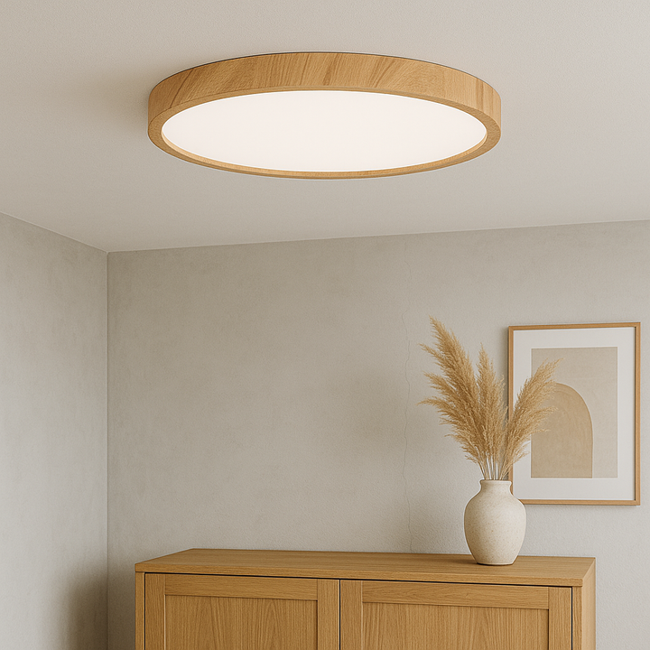 Wood Grain Ceiling Light - Modern Minimalist Design with LED Bulb 0