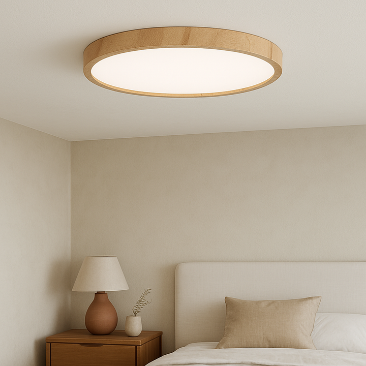 Wood Grain Ceiling Light - Modern Minimalist Design with LED Bulb 1