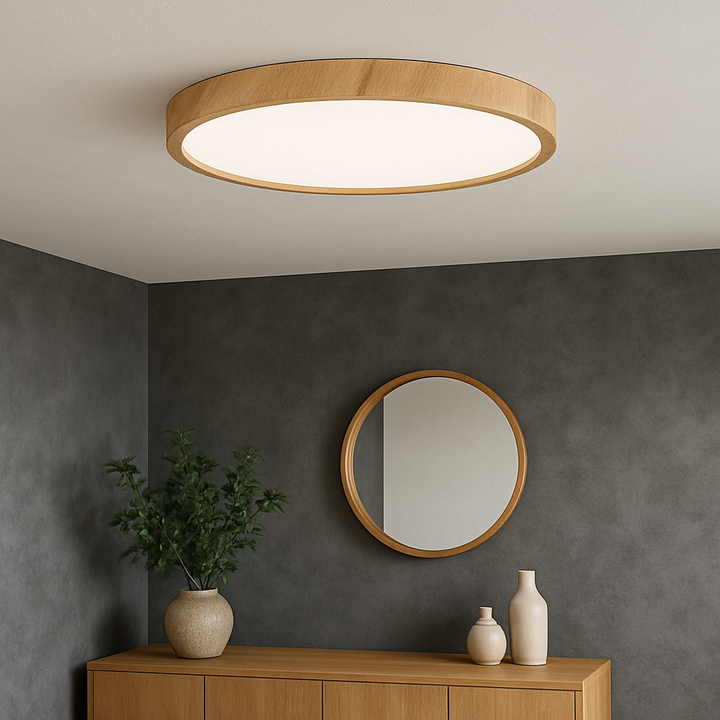 Wood Grain Ceiling Light - Modern Minimalist Design with LED Bulb 2