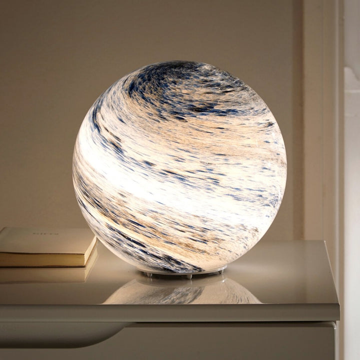 Swirl Glass Look Sphere Table Lamp