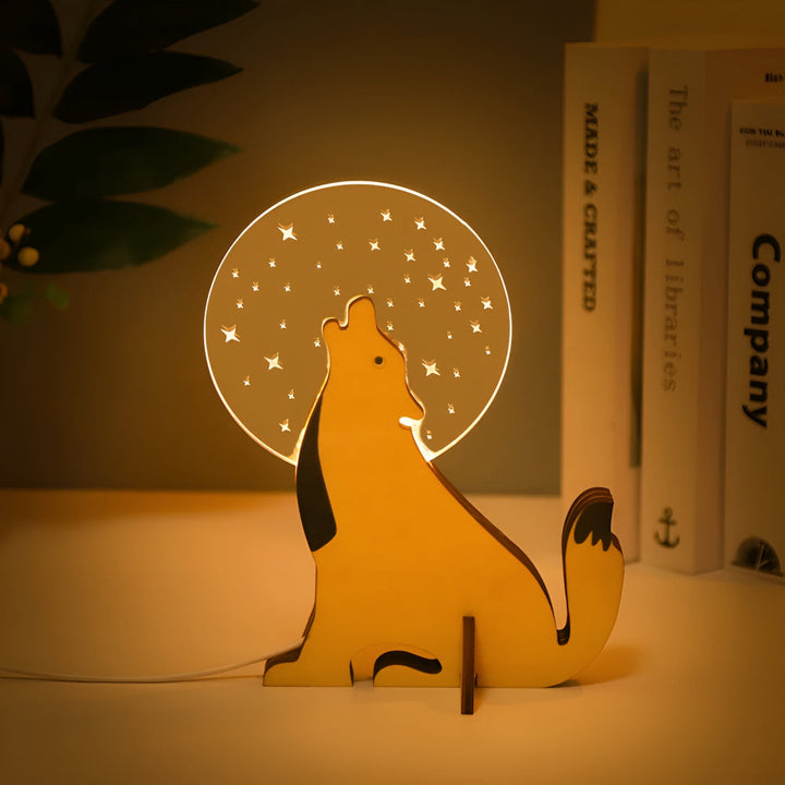 Nordic Wooden Animal LED Table Lamp in Sirius, 20 x 16 cm