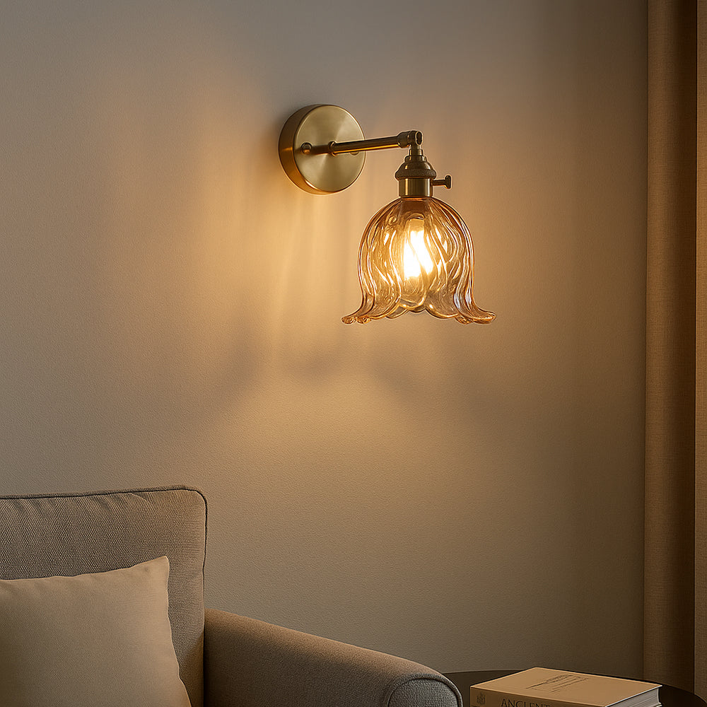 Vintage Flower Glass Wall Light
