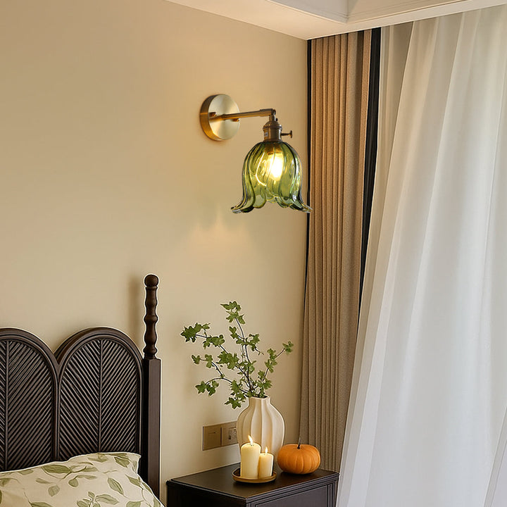 Vintage Flower Glass Wall Light - View 3